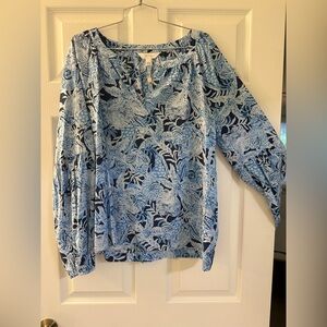Lilly Pulitzer Blue and White Floral Blouse